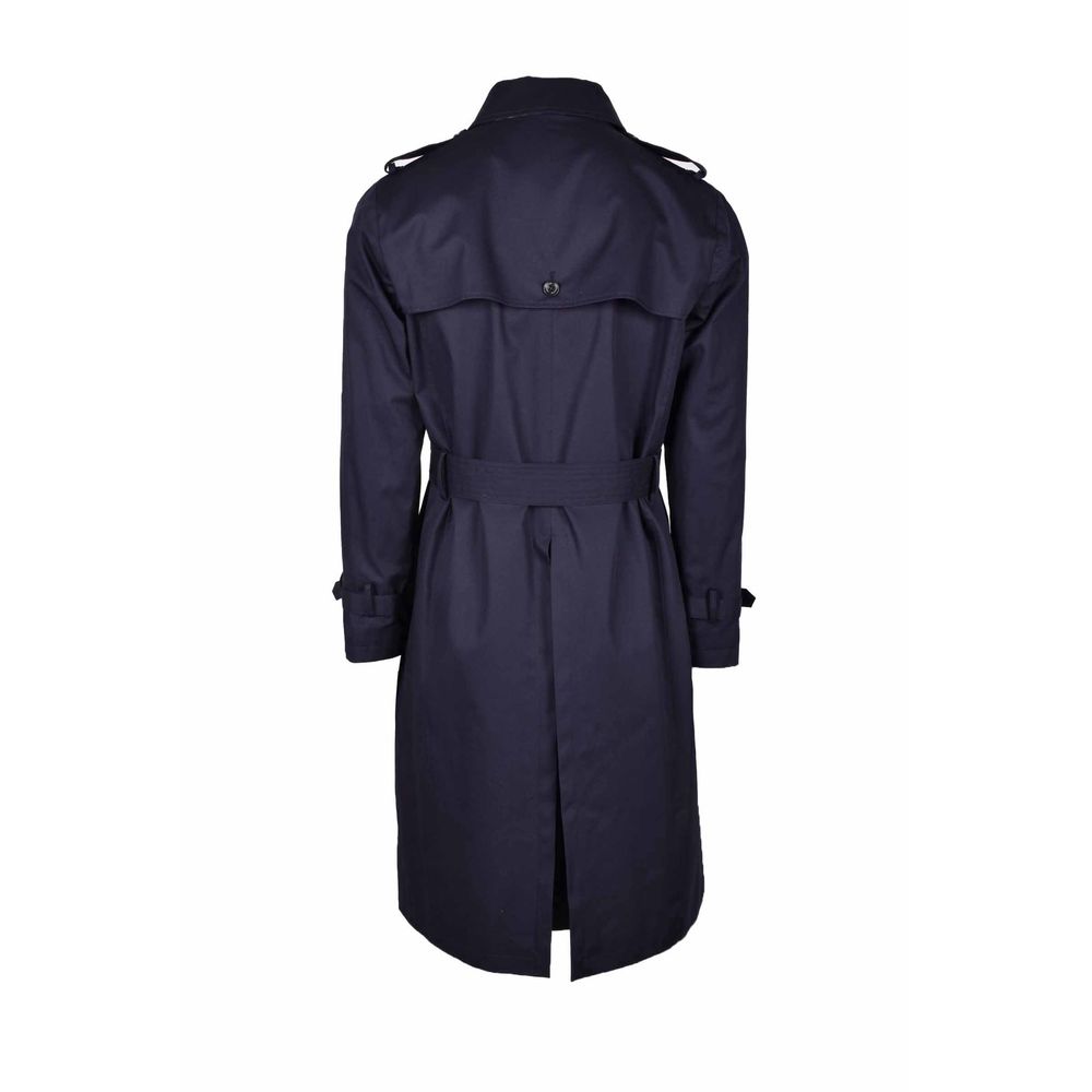 Aquascutum Blauer Baumwoll-Trenchcoat für Herren